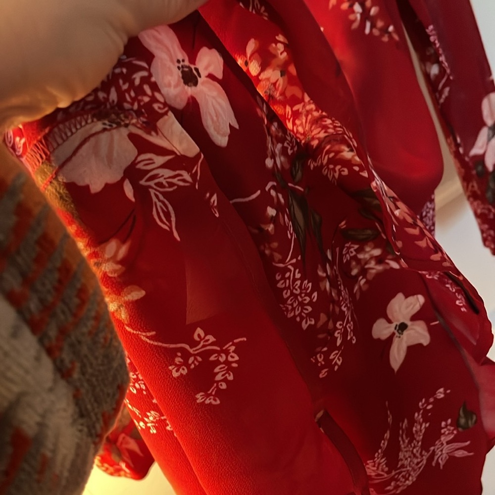 Reformation Red Floral Keyhole Midi Dress - Picture 5 of 7